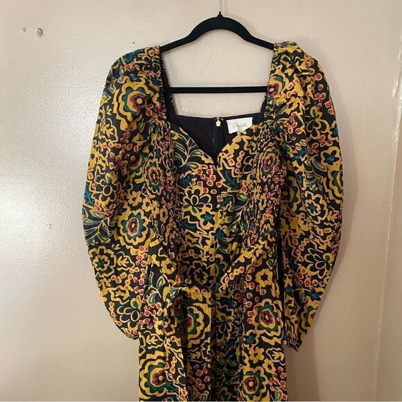 Cleobella Solange midi dress Matisse print black yellow cotton Revolve As Is - Picture 14 of 16